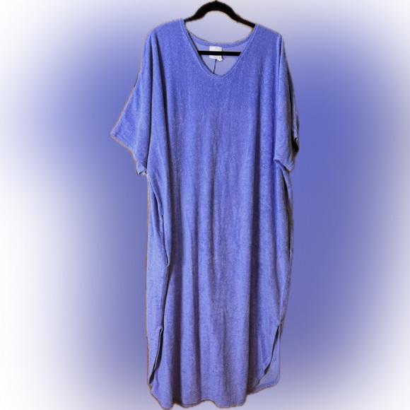 Collections Etc. Terry Lavender V-Neck Coverup Tunic - Picture 1 of 8